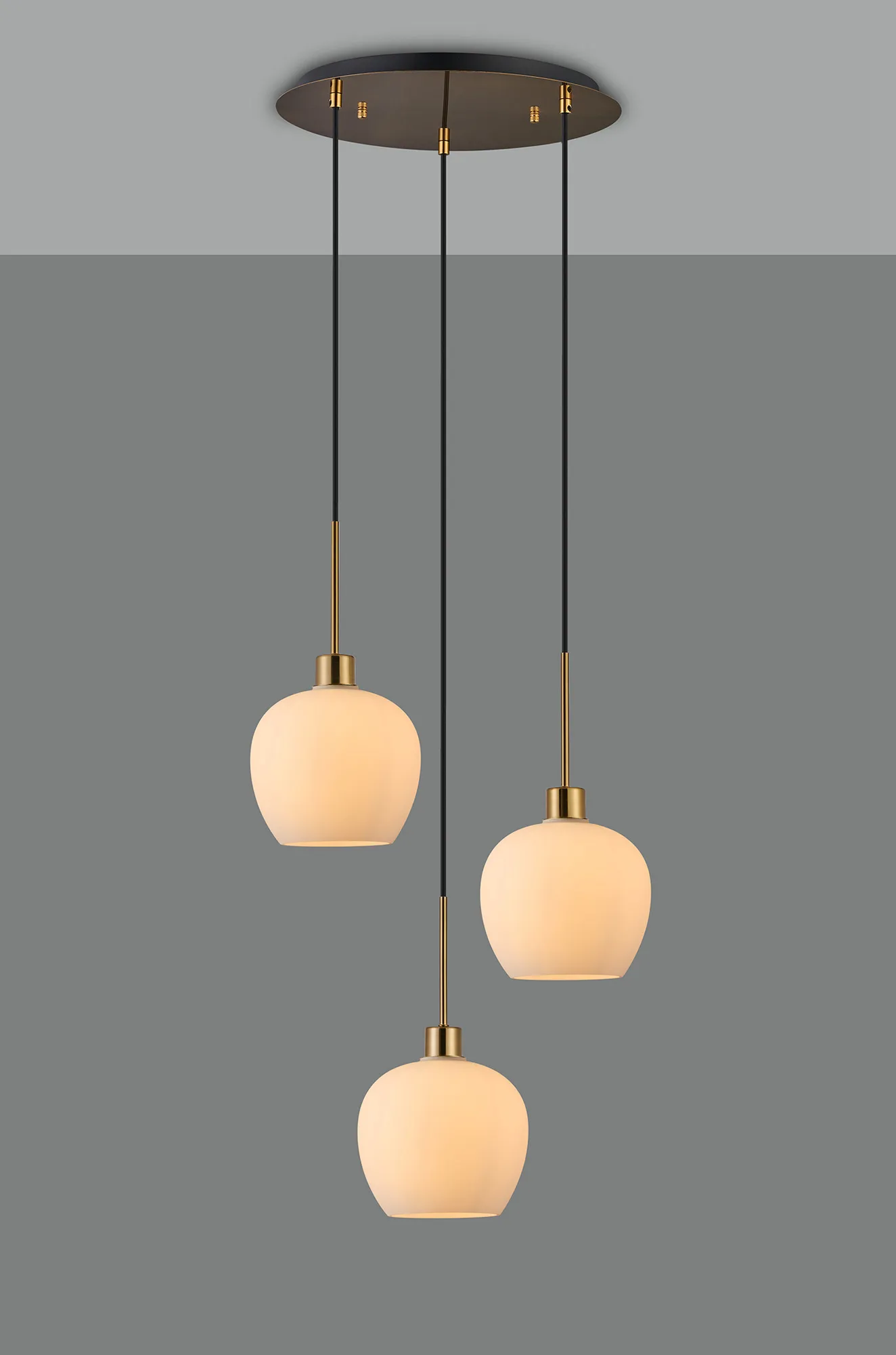 Lori 40cm Round Pendant, 3 Light Adjustable E27, Antique Gold/Opal Wine Shades DK1183  Deco Lori Antique Gold